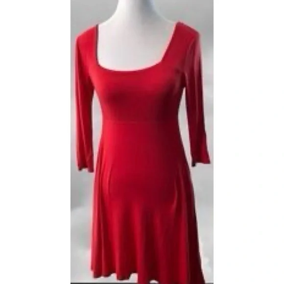 Soprano | 💋Vibrant Red Square Neck Line Long Sleeve Mini Dress - Picture 3 of 9